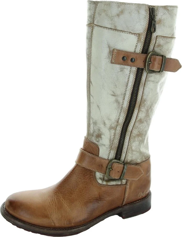 Gogo Womens Leather Buckle Mid-Calf Boots