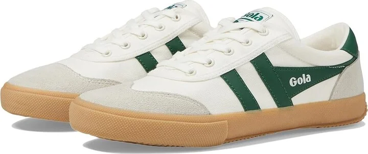 Gola Badminton Women's Shoes Off-White/Green/Gum : 6 B - Medium, Suede/Leather/Canvas