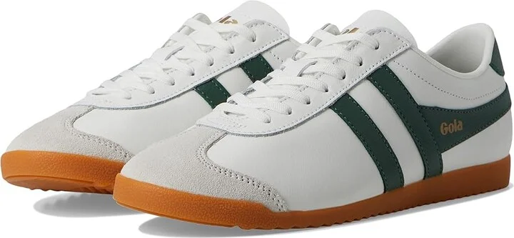 Gola Bullet Leather Women's Shoes White/Evergreen/Gum : 9 B - Medium, Leather/Suede