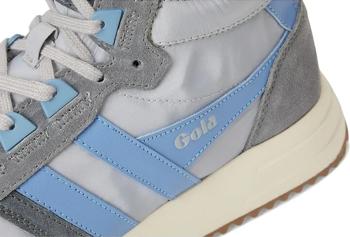 Gola Chicago High Women's Shoes Light Grey/Vista Blue/Vista Blue : 5 B - Medium, Leather/Textile - Image 7