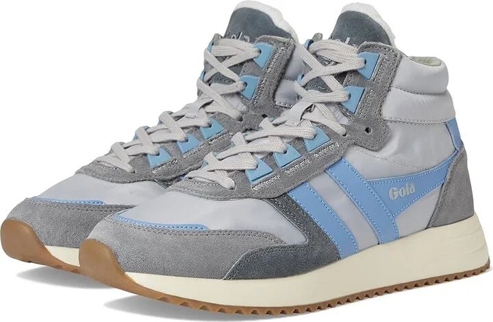 Gola Chicago High Women's Shoes Light Grey/Vista Blue/Vista Blue : 5 B - Medium, Leather/Textile