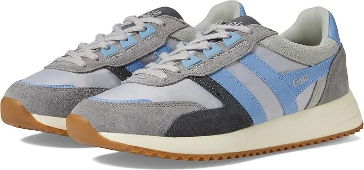 Gola Chicago Women's Shoes Light Grey/Vista Blue/Vista Blue : 5 B - Medium, Leather/Textile