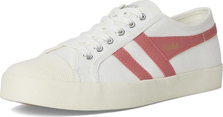 Gola Coaster Women's Shoes Off-White/Coral Pink : 5 B - Medium, Canvas - Image 5