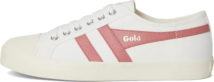 Gola Coaster Women's Shoes Off-White/Coral Pink : 5 B - Medium, Canvas - Image 6