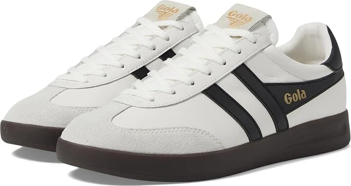 Gola Cyclone Leather Men's Lace up casual Shoes White/Black/Dark Gum : 11 D - Medium, Canvas