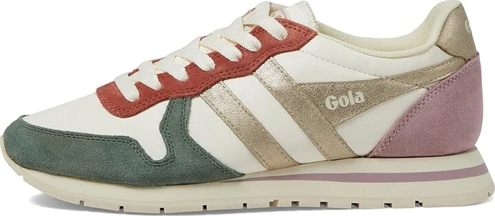 Gola Daytona Quadrant Women's Shoes Off-White/Sage/Gold/Pastel Pink : 5 B - Medium, Synthetic/Leather - Image 6