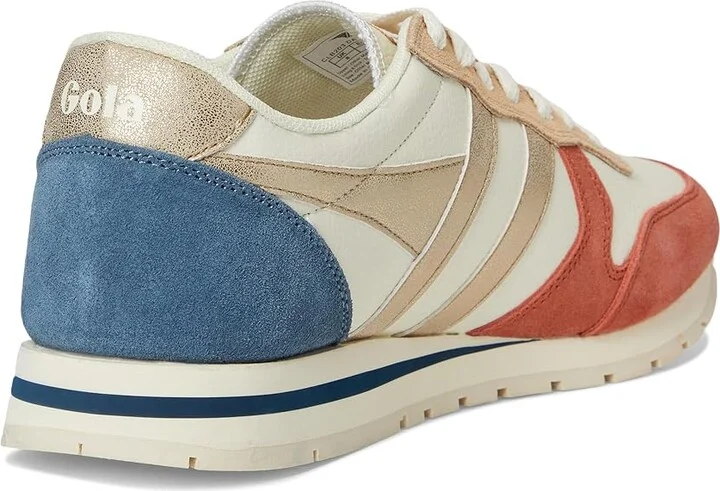 Gola Daytona Quadrant Women's Shoes Off-White/Sage/Gold/Pastel Pink : 5 B - Medium, Synthetic/Leather - Image 9
