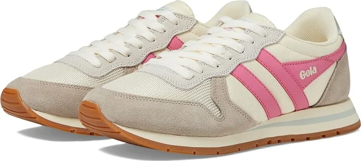 Gola Daytona Women's Shoes Off-White/Feather Grey/Fluro Pink : 7 B - Medium, Textile/Suede/Leather