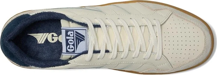 Gola Eagle 86 Men's Lace up casual Shoes Off-White/Navy/Gum : 8 D - Medium, Canvas/Leather/Rubber - Image 2