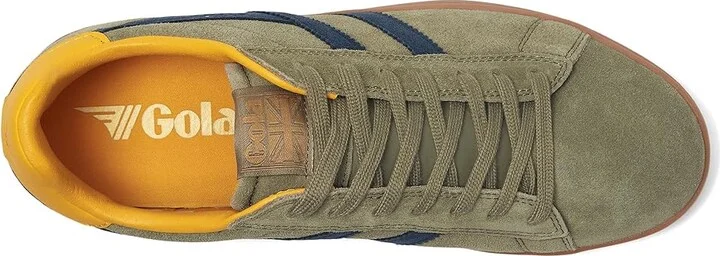 Gola Equipe II Suede Men's Shoes Khaki/Navy/Sun : 8 D - Medium, Leather/Suede - Image 2
