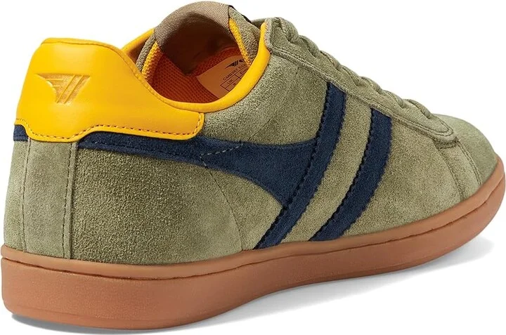 Gola Equipe II Suede Men's Shoes Khaki/Navy/Sun : 8 D - Medium, Leather/Suede - Image 4