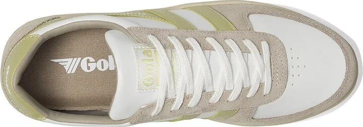 Gola Grandslam Pure Women's Shoes White/Feather Grey/Lemon : 5 B - Medium, Leather/Synthetic - Image 2
