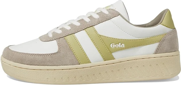 Gola Grandslam Pure Women's Shoes White/Feather Grey/Lemon : 5 B - Medium, Leather/Synthetic - Image 6