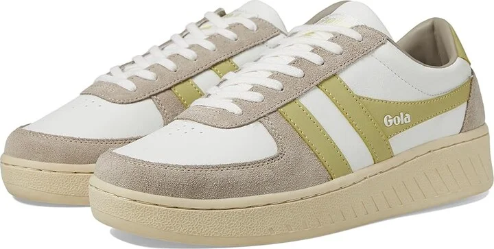Gola Grandslam Pure Women's Shoes White/Feather Grey/Lemon : 5 B - Medium, Leather/Synthetic