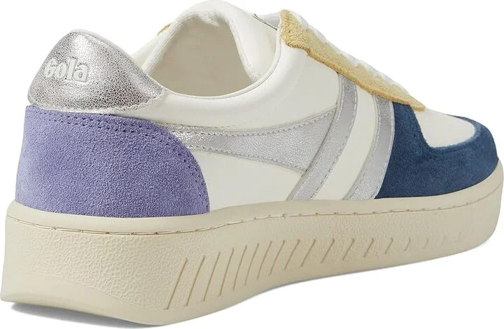 Gola Grandslam Quadrant Women's Shoes Off-White/Baltic/Silver/Lavender : 5 B - Medium, Textile/Leather - Image 4
