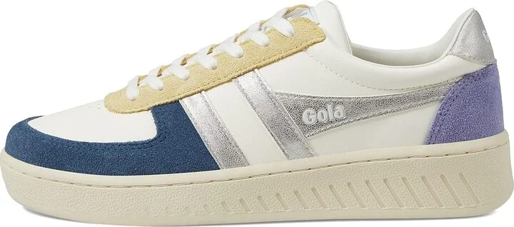 Gola Grandslam Quadrant Women's Shoes Off-White/Baltic/Silver/Lavender : 5 B - Medium, Textile/Leather - Image 6