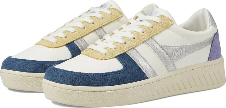 Gola Grandslam Quadrant Women's Shoes Off-White/Baltic/Silver/Lavender : 5 B - Medium, Textile/Leather