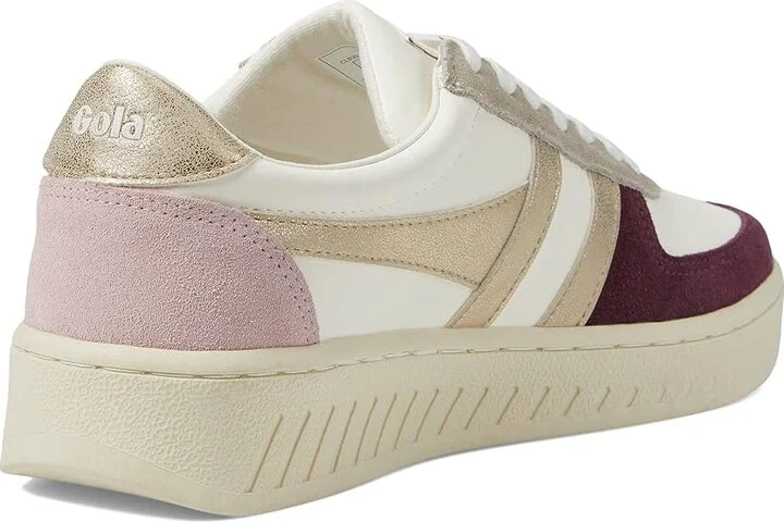 Gola Grandslam Quadrant Women's Shoes Off-White/Blossom/Silver/Lemon : 5 B - Medium, Textile/Leather - Image 9