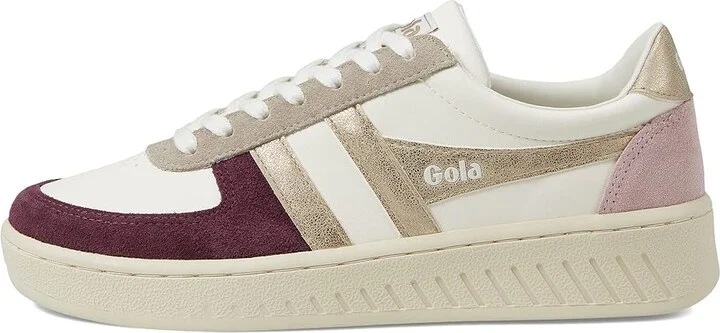 Gola Grandslam Quadrant Women's Shoes Off-White/Blossom/Silver/Lemon : 5 B - Medium, Textile/Leather - Image 11