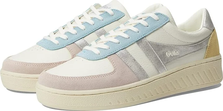 Gola Grandslam Quadrant Women's Shoes Off-White/Blossom/Silver/Lemon : 5 B - Medium, Textile/Leather