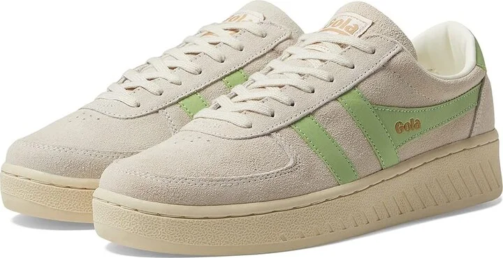 Gola Grandslam Suede Women's Shoes Off-White/Patina Green : 5 B - Medium, Leather