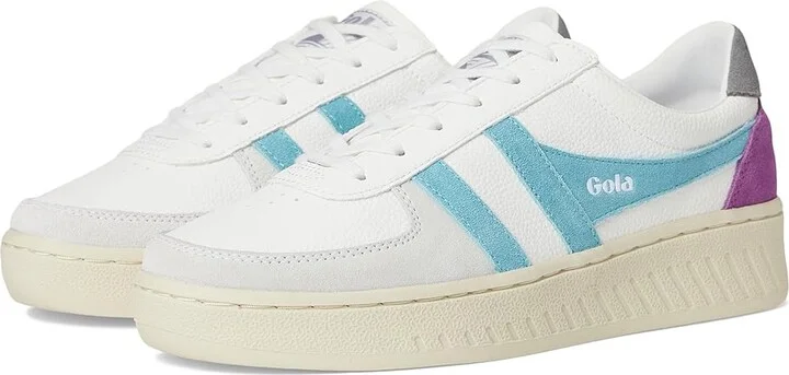 Gola Grandslam Trident Women's Shoes White/Ocean/Ash : 5 B - Medium, Textile/Synthetic