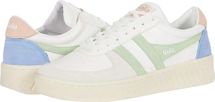 Gola Grandslam Trident Women's Shoes White/Patina Green/Pearl Pink : 5 B - Medium, Textile/Synthetic