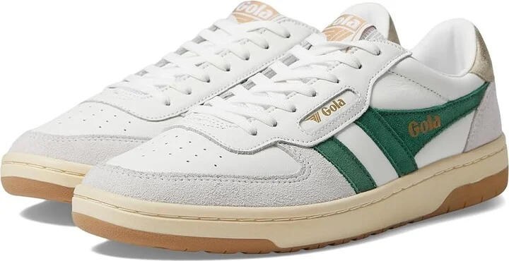 Gola Hawk Women's Shoes White/Dark Green/Gold : 5 B - Medium, Leather