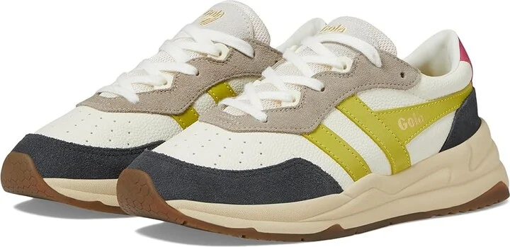Gola Saturn Quadrant Women's Shoes Off-White/Storm/Sulphur : 5 B - Medium, Suede/Synthetic/Textile
