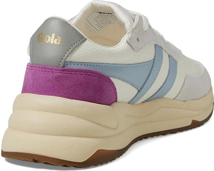 Gola Saturn Women's Shoes Off-White/Ice Blue/Foxglove : 7 B - Medium, Leather - Image 4