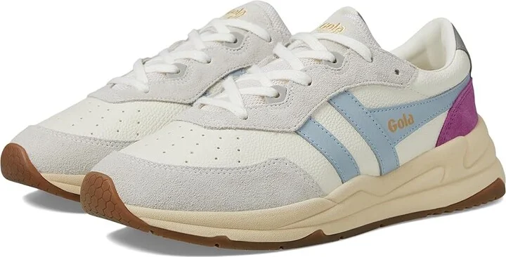 Gola Saturn Women's Shoes Off-White/Ice Blue/Foxglove : 7 B - Medium, Leather