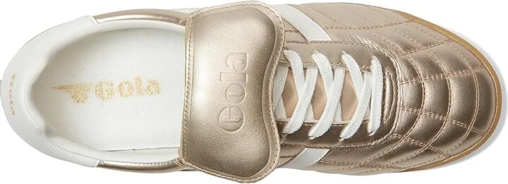 Gola Stadium '86 Women's Walking Shoes Gold/Off White : 7 B - Medium, Leather - Image 2