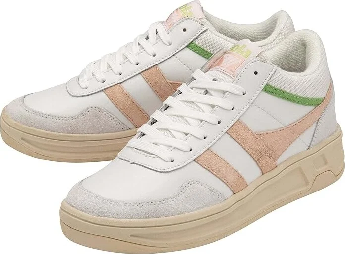 Gola Swerve Women's Shoes White/Pearl Pink/Patina Green : 5 B - Medium, Leather/Textile