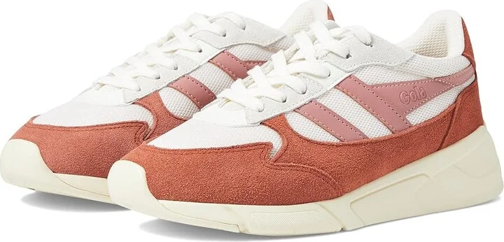 Gola Tempest Women's Shoes Off-White/Orange Spice/Coral Pink : 5 B - Medium, Leather/Textile