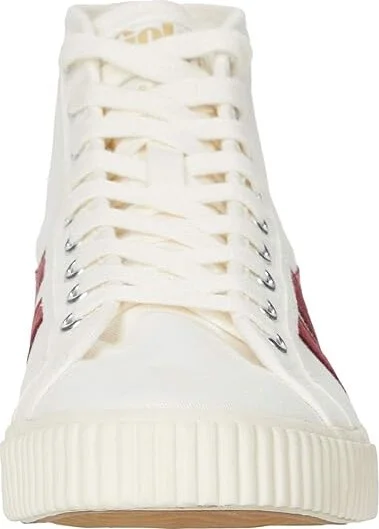 Gola Tennis Mark Cox High Women's Shoes Off-White/Deep Red : 5 B - Medium, Canvas - Image 5