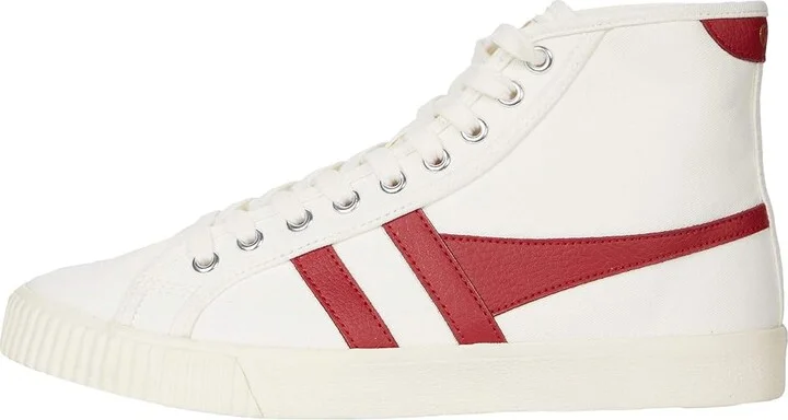 Gola Tennis Mark Cox High Women's Shoes Off-White/Deep Red : 5 B - Medium, Canvas - Image 6