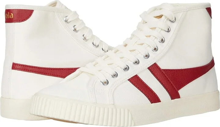 Gola Tennis Mark Cox High Women's Shoes Off-White/Deep Red : 5 B - Medium, Canvas