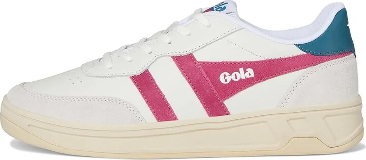 Gola Topspin Women's Shoes Off-White/Hot Coral/Royal Purple : 8 B - Medium, Leather - Image 11
