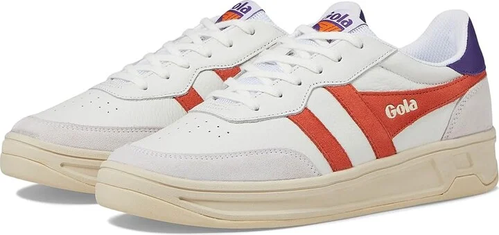Gola Topspin Women's Shoes Off-White/Hot Coral/Royal Purple : 8 B - Medium, Leather