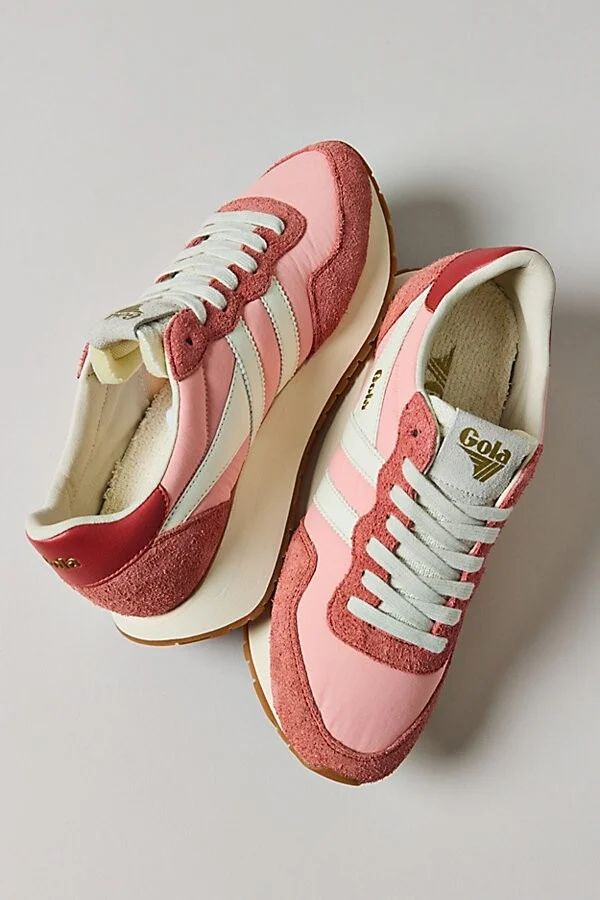 Gola Women's Arizona Sneaker in Pale Pink/Clay/Off