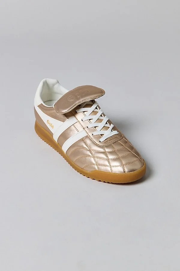 Gola Women's Stadium '86 Metallic Sneaker in Gold/Off White - Image 3