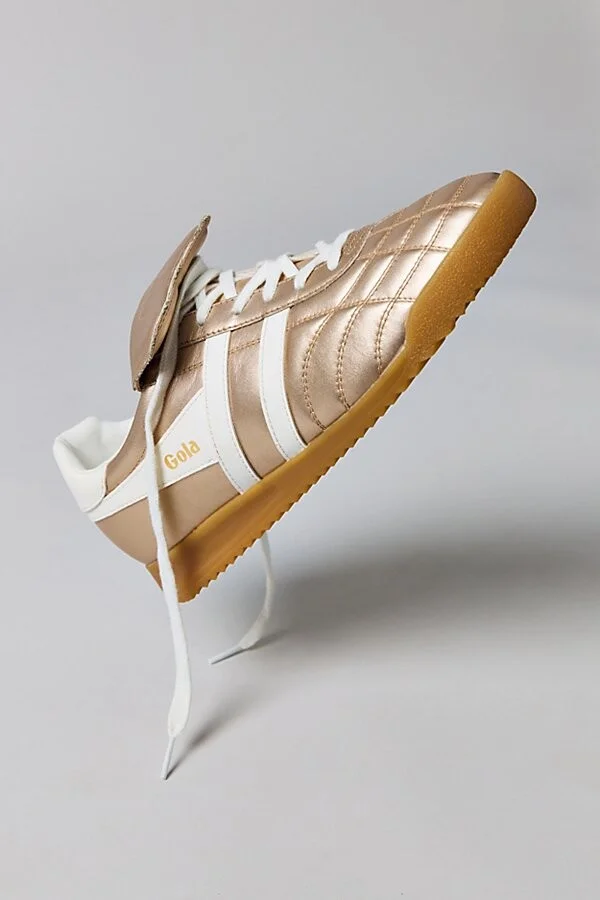 Gola Women's Stadium '86 Metallic Sneaker in Gold/Off White
