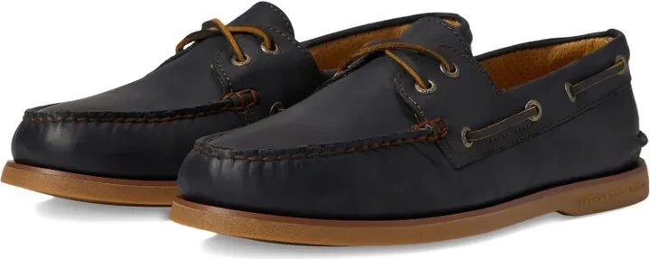 Gold A/O 2 Eye Burnished Leather "Black" loafers - Image 2