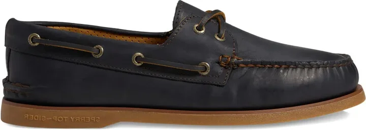 Gold A/O 2 Eye Burnished Leather "Black" loafers