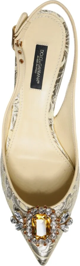 Gold Crystal Pumps Heels Slingbacks Women's Shoes (Pre-Owned) - Image 6