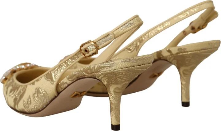 Gold Crystal Slingbacks Pumps Heels Women's Shoes - Image 2
