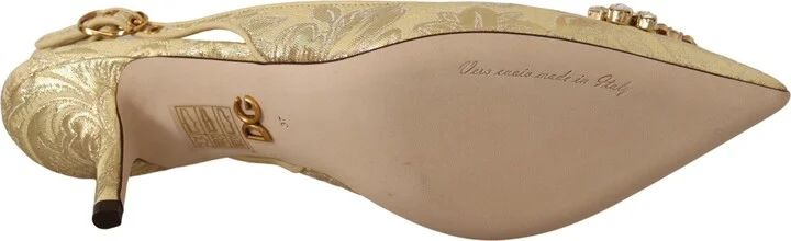 Gold Crystal Slingbacks Pumps Heels Women's Shoes - Image 4