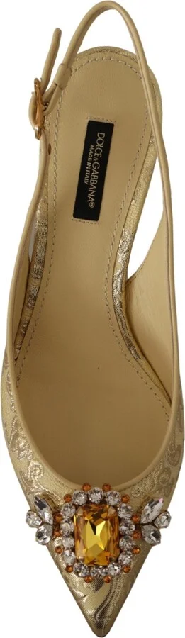 Gold Crystal Slingbacks Pumps Heels Women's Shoes - Image 5