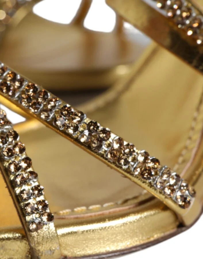 Gold Crystals Keira Heels Sandals Women's Shoes (Pre-Owned) - Image 6