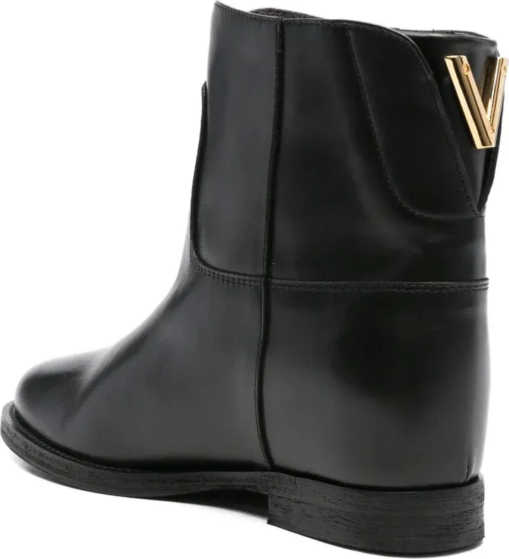 Gold-Detail Leather Boots - Image 3